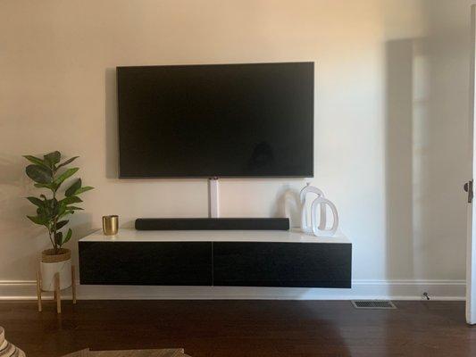 Mounted TV and TV stand! Great work!!