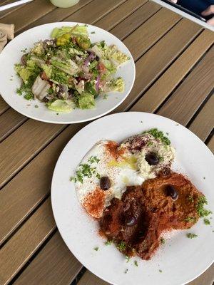 Greek salad and dip sampler plate