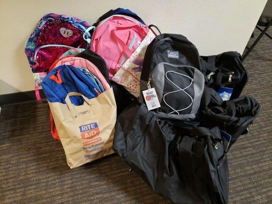 Donating backpacks and school supplies from our local Yelp Community!