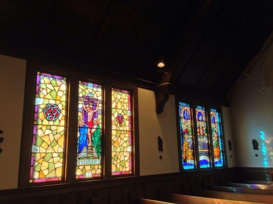 Stained glass windows.