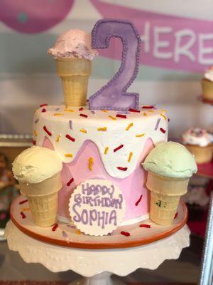 Ice Cream themed birthday cake for my sweet niece!