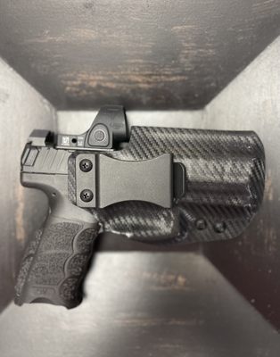 Gunner's Custom holster(carbon fiber/Kydex)  for H&K VP9 Optics ready.