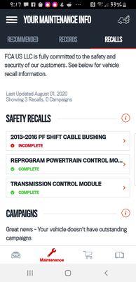 Shift bushing recall not performed as asked.