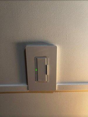 Three way, dimmable light switches installed.