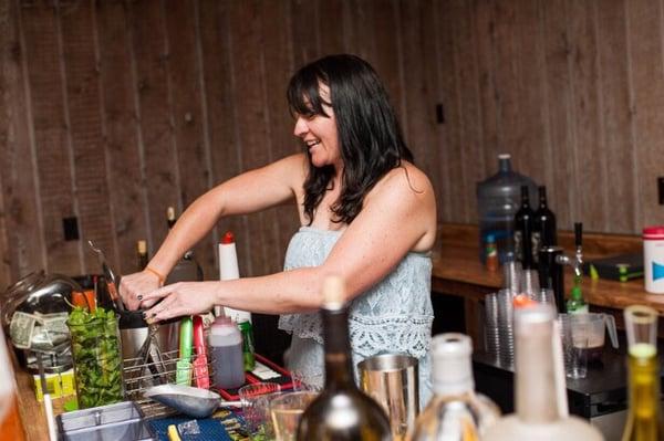 Kristy working the bar.