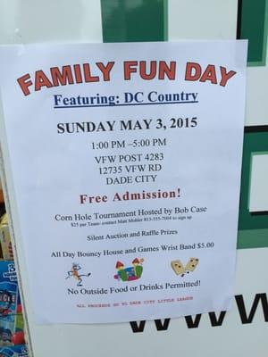 The flier says it all. FAMILY FUN DAY!