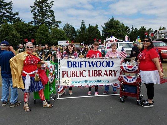 Library staff at the Gleneden Beach Fourth of July parade, 2016.