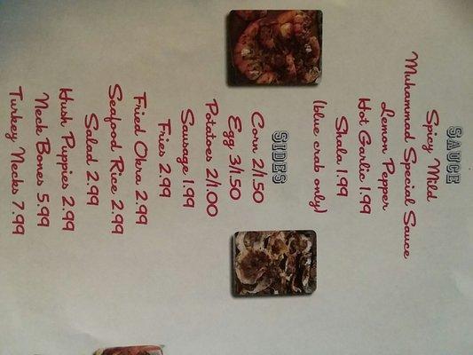 Menu sorry it's sideways!!