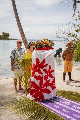 Our wedding vow renewal ceremony presided over by the ship's Captain and Cruise Director