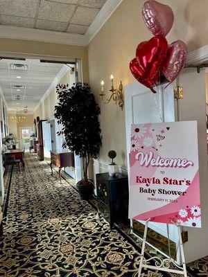 Entrance to the bridal shower room.. but nice touches in the banquet halls.. simple and classy.