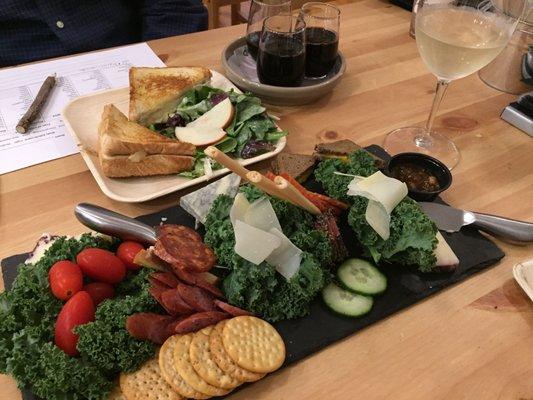 Grilled cheese and a charcuterie tray!