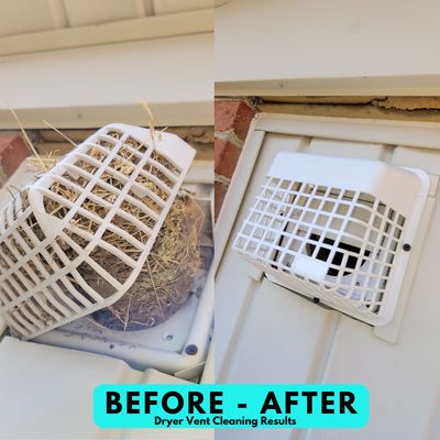 Before & After: Transform your dryer's performance with our thorough vent cleaning. Safer, faster drying starts here!