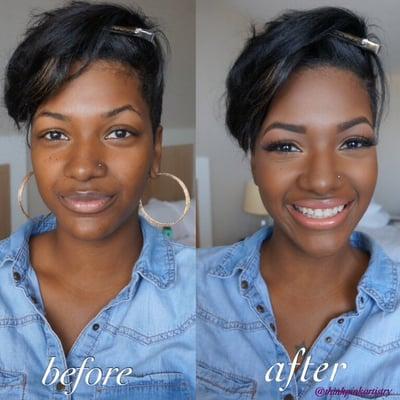 Bridesmaid before and after