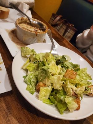 French onion soup and Ceasar salad