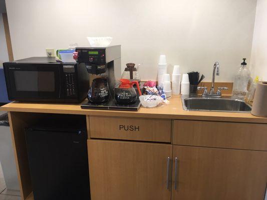 Complimentary coffee area.