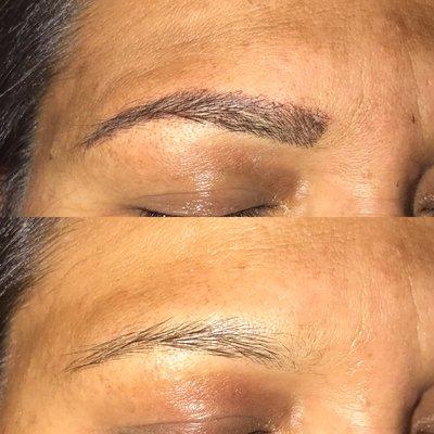 More defined brows, fullness added with microblading