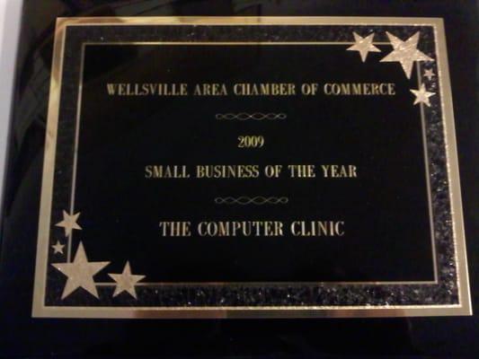 Small Business of The Year as voted by the Members of the Wellsville Area Chamber of Commerce