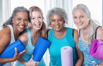 Group of women in yoga class