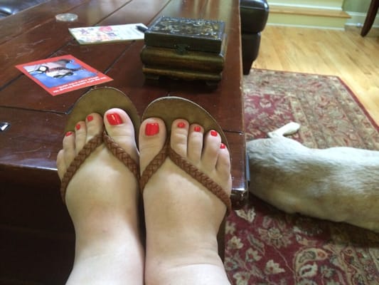 Pretty red toes! And my heel is super soft!