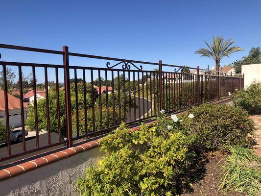 3 foot fence atop my back yard wall.  Doggie IN, Coyotes OUT