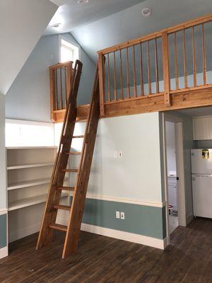 Ships ladder and bookshelf