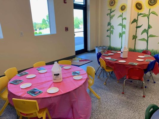 The set up for an art craft during Parent's Night Out.