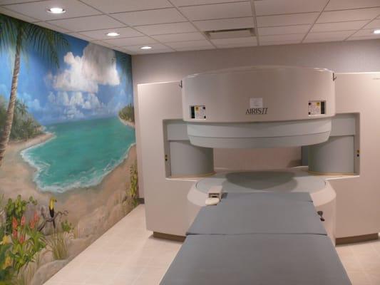 Our other open Hitachi MRI scanner room with another floor to ceiling mural