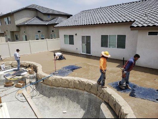 Pool decking and in ground pool in progress