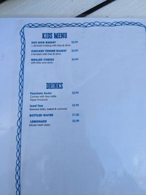 Back of menu