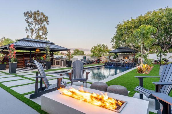 Impeccably designed and built Outdoor Living w/ fire features, pool, casita, ADU and more. Let us design & build your dream backyard.