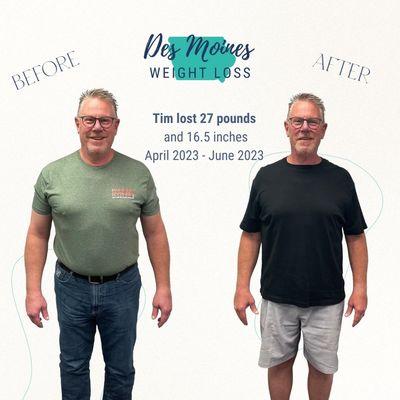 Tim was able to shed 27 pounds with our all natural, safe, effective weight loss program!