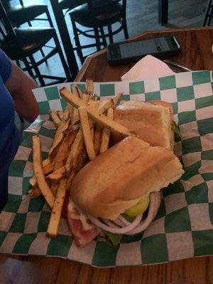 Italian sub and fries