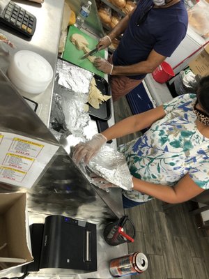 Homemade tortillas chips being prepared