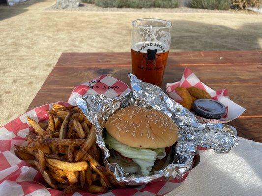 Weekend IPA (best ever) and Valentino's mushroom, swiss, fries and jalapeño poppers with sweet berry sauce :)