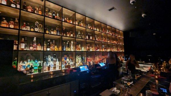 Gorgeous wall of golden liquor