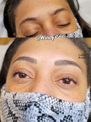 Microblading & keratin eyelash lift done by Wincy