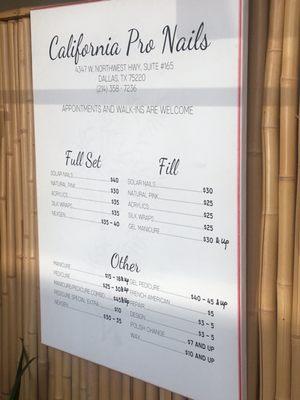 Price menu