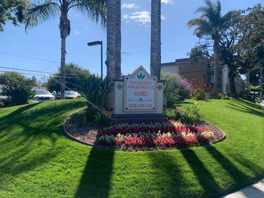 Front lawn of The Hamilton Apartments