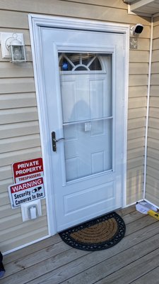 Storm door installation