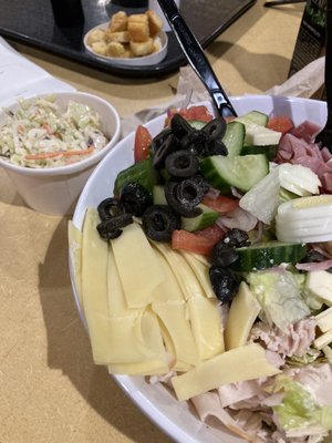 Chef salad! I am only showing half of it because I already started digging into it, but it was huge and delicious!