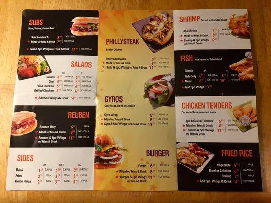 Food menu and prices