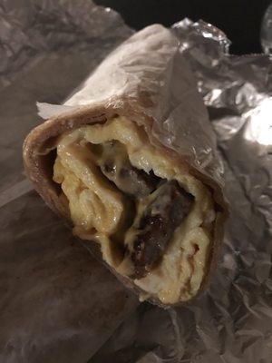 Sausage, Egg and Cheese Wrap ($4.50)