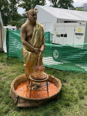 This guy was the star of the show, real life statue, dispensing wine lol