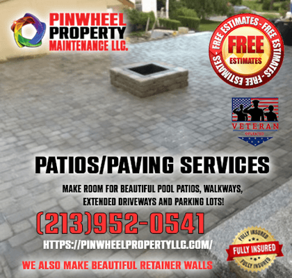 Patio perfection by Pinwheel!  Fully insured. For free estimates on paving, call (213) 952-0541