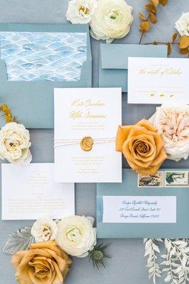 Intimate wedding ceremony Invitation, Enclosure Card and Reply Card with Envelopes.