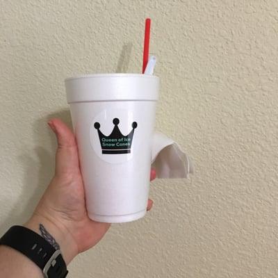 20 oz snow cone is $3.50 and comes in a 16 oz cup.