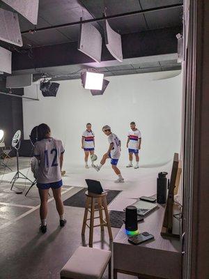 Cyc Wall being used for photo/video shoot by Karen Football Association