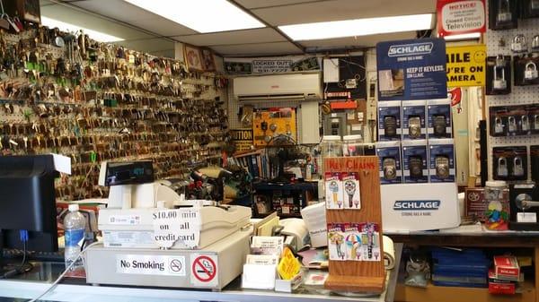 Our lock and key shop, we also install and sell safes and vaults