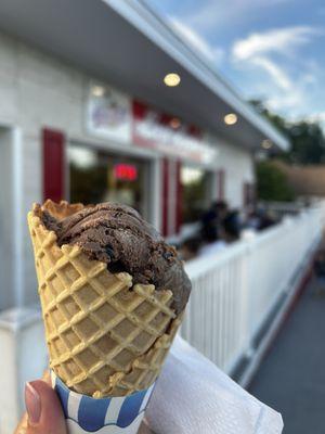 Brownie batter in a waffle cone