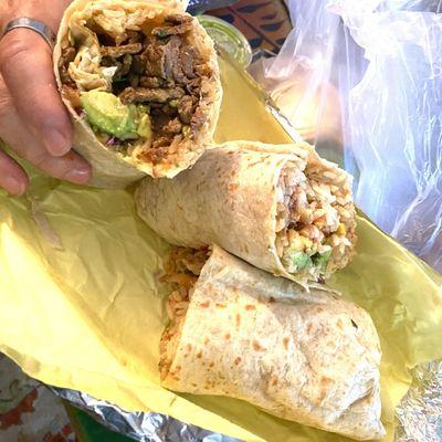 Asada burrito and shrimp burrito- you can't go wrong